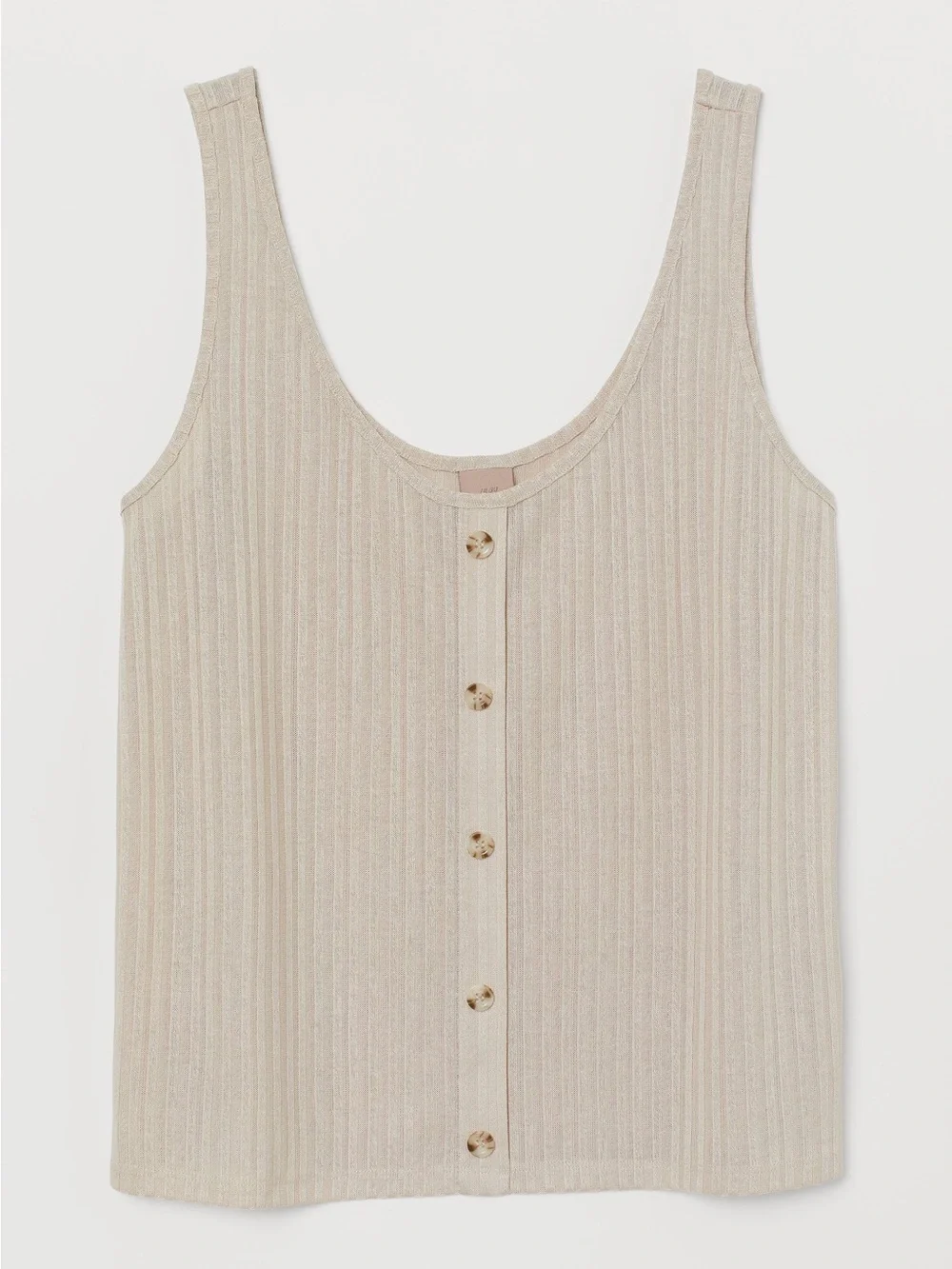 H&M Beige Ribbed Button-Front Tank Top - Picture 3 of 3
